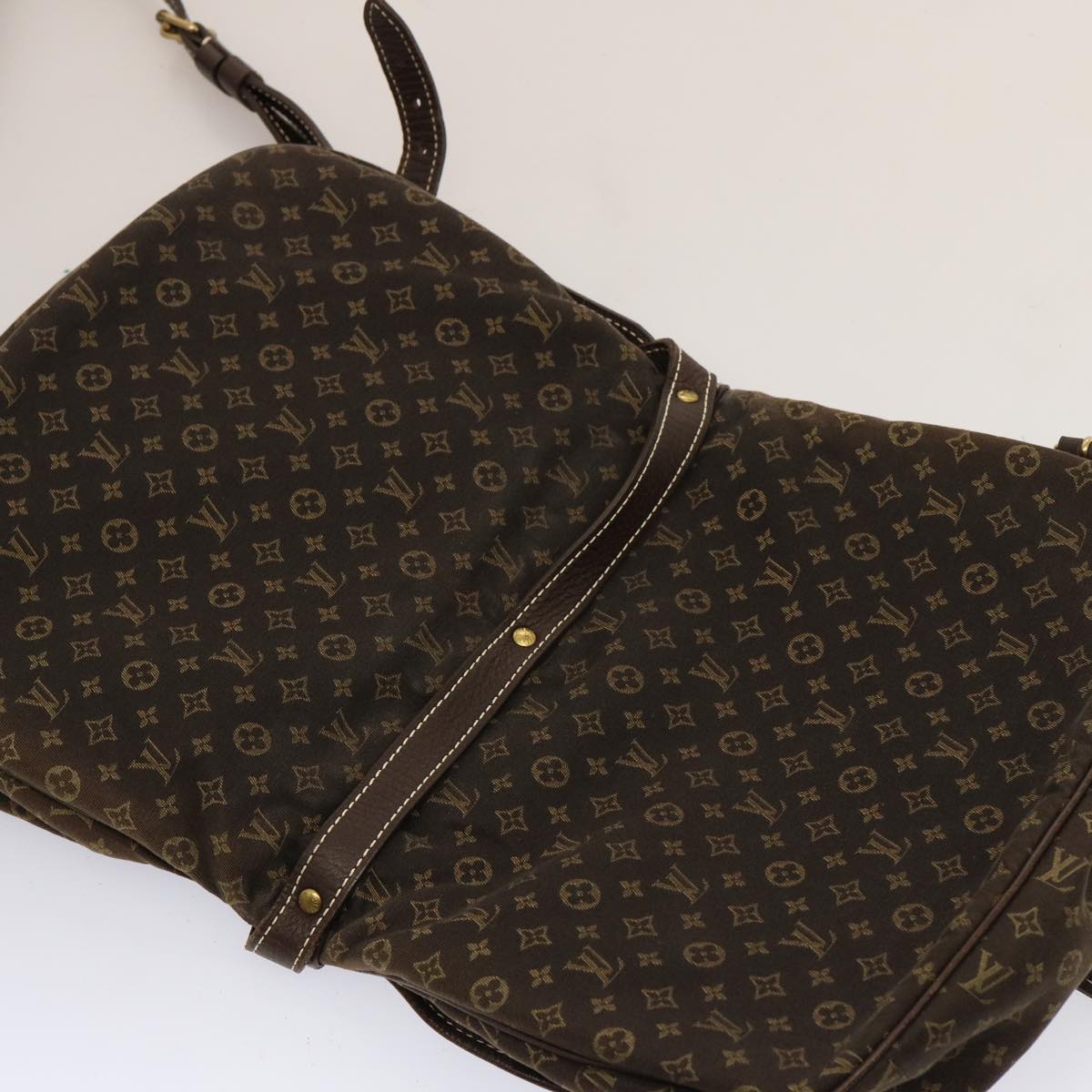 LOUIS VUITTON Monogram Mini Lin Saumur PM Shoulder Bag Ebene M95227 Auth th4927