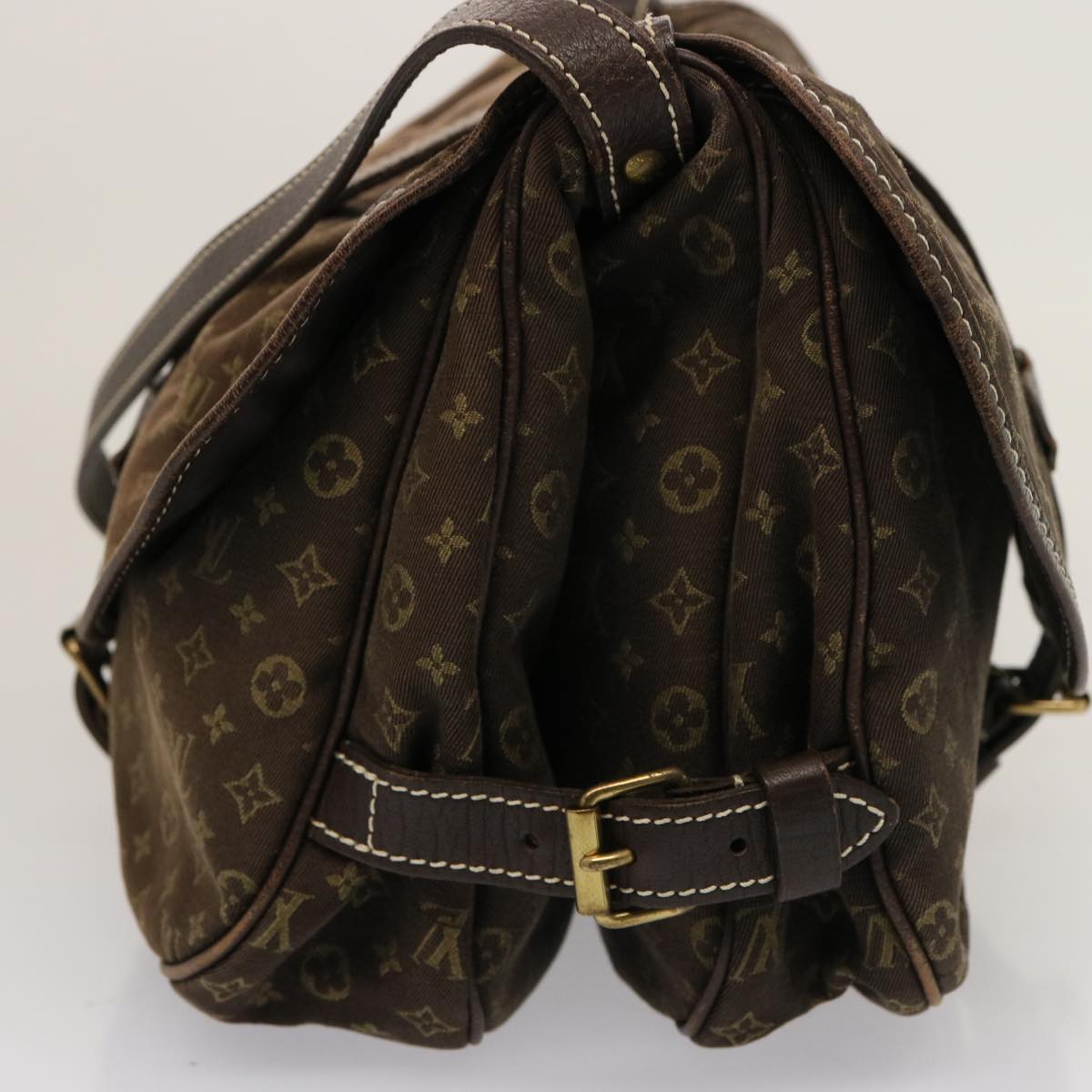 LOUIS VUITTON Monogram Mini Lin Saumur PM Shoulder Bag Ebene M95227 Auth th4927