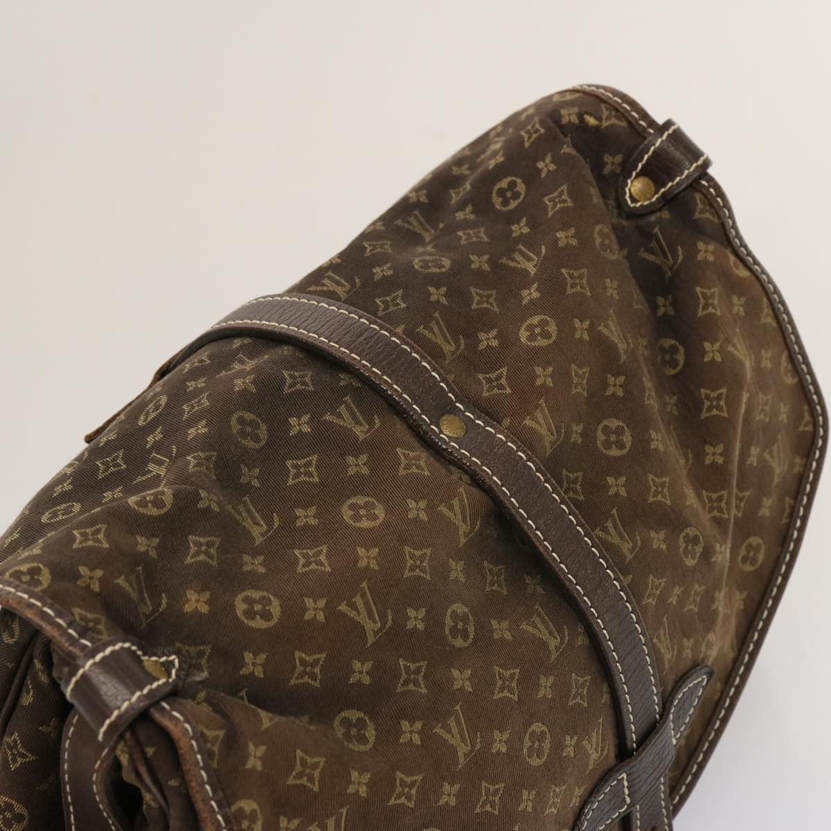 LOUIS VUITTON Monogram Mini Lin Saumur PM Shoulder Bag Ebene M95227 Auth th4927