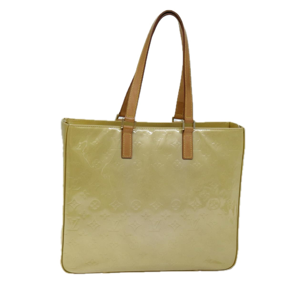 LOUIS VUITTON Monogram Vernis Columbus Tote Bag Beige M91023 LV Auth th4944