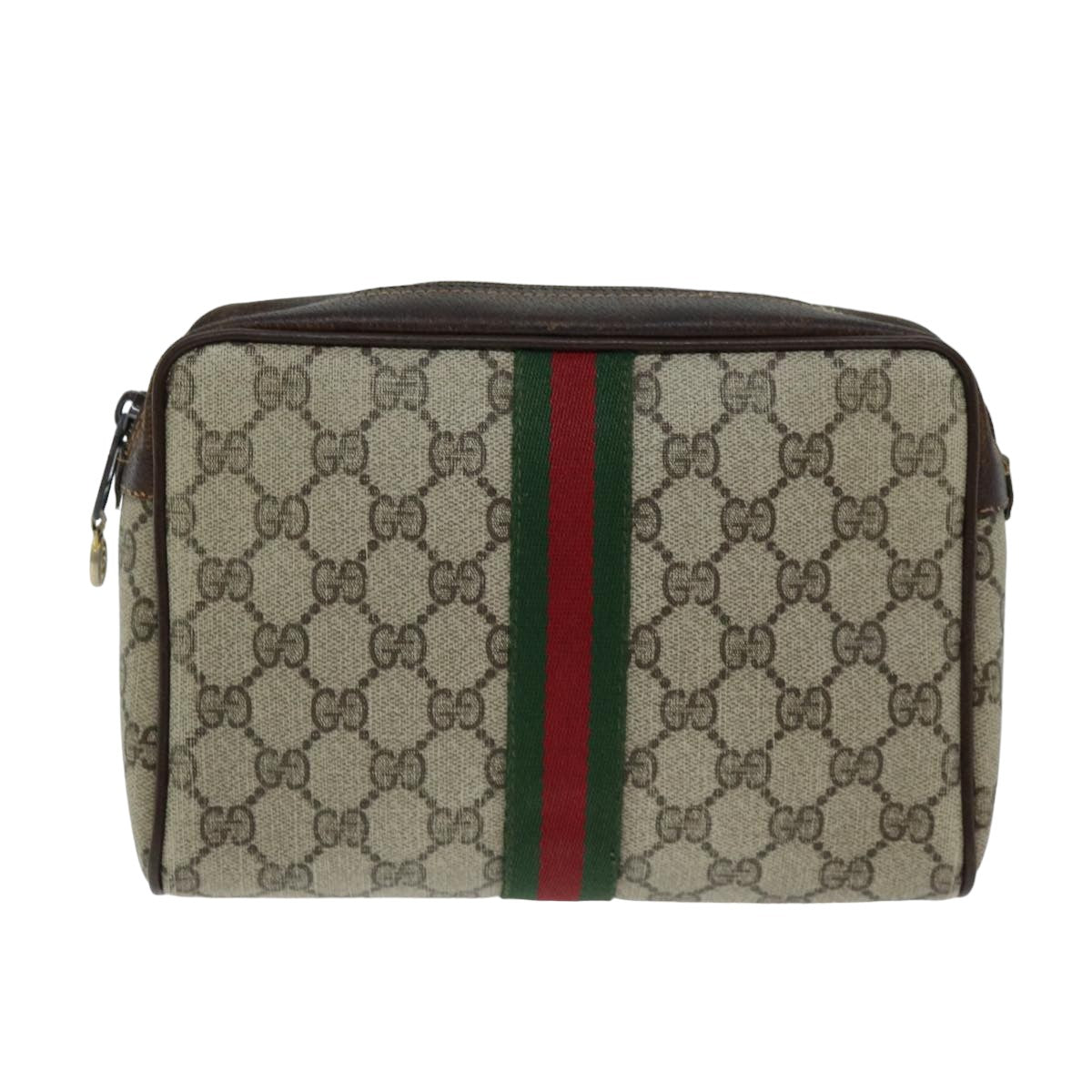 GUCCI GG Supreme Web Sherry Line Clutch Bag Beige Red 63 014 3553 Auth th4948 - 0