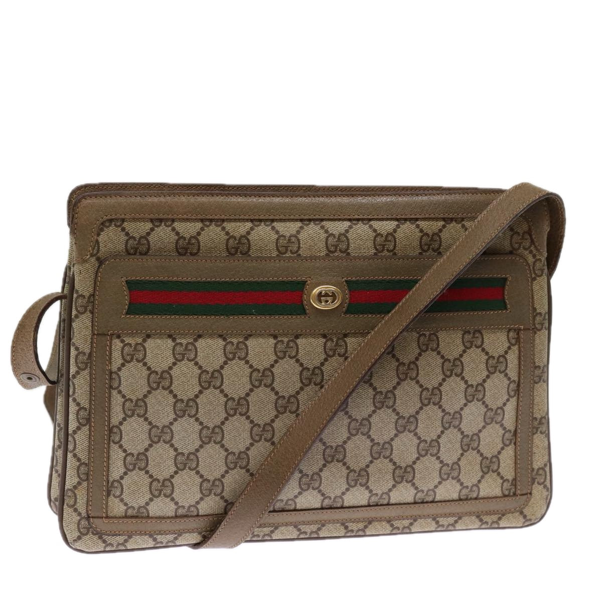 GUCCI GG Supreme Shoulder Bag PVC Leather Beige 41 02 090 Auth th4950