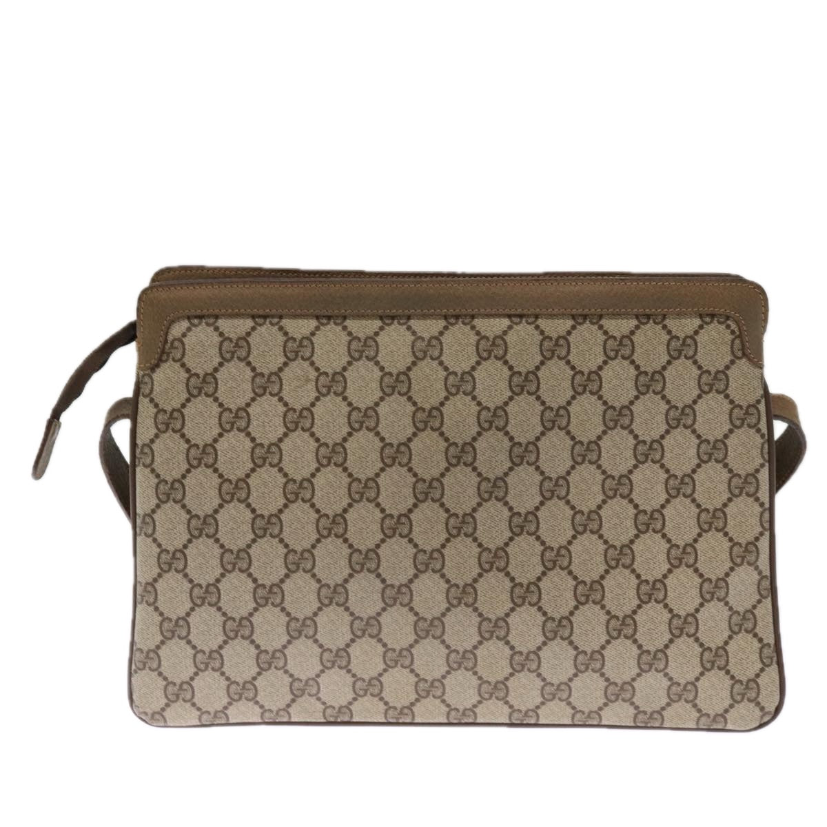 GUCCI GG Supreme Shoulder Bag PVC Leather Beige 41 02 090 Auth th4950 - 0