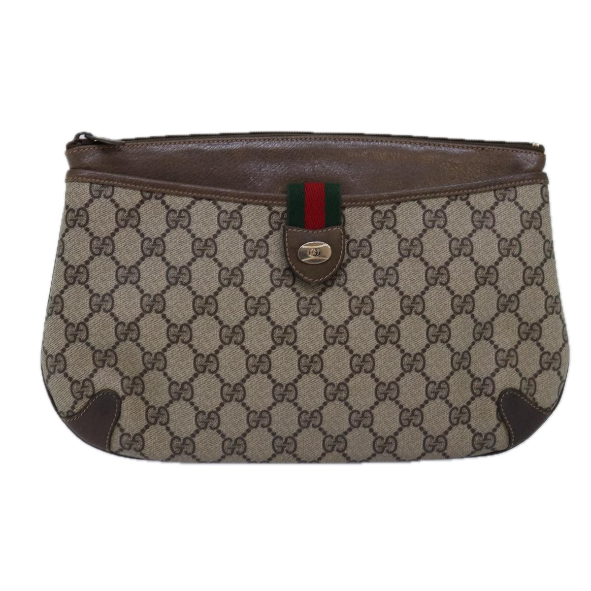 GUCCI GG Supreme Web Sherry Line Shoulder Bag PVC Beige 39 02 026 Auth th4958