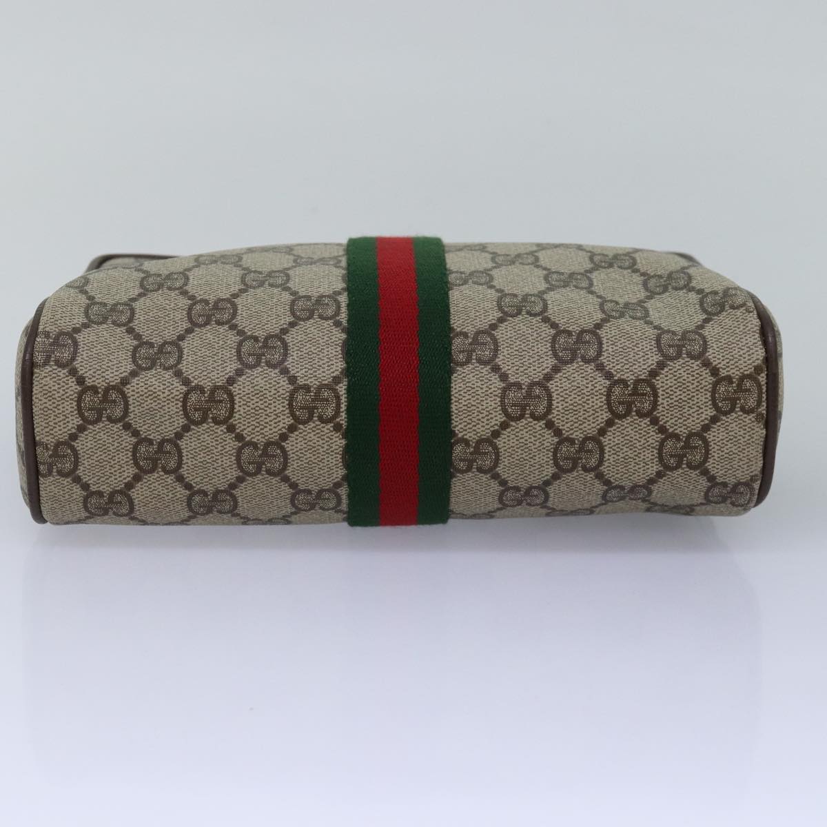 GUCCI GG Supreme Web Sherry Line Clutch Bag PVC Beige Red 75 01 012 Auth th4959