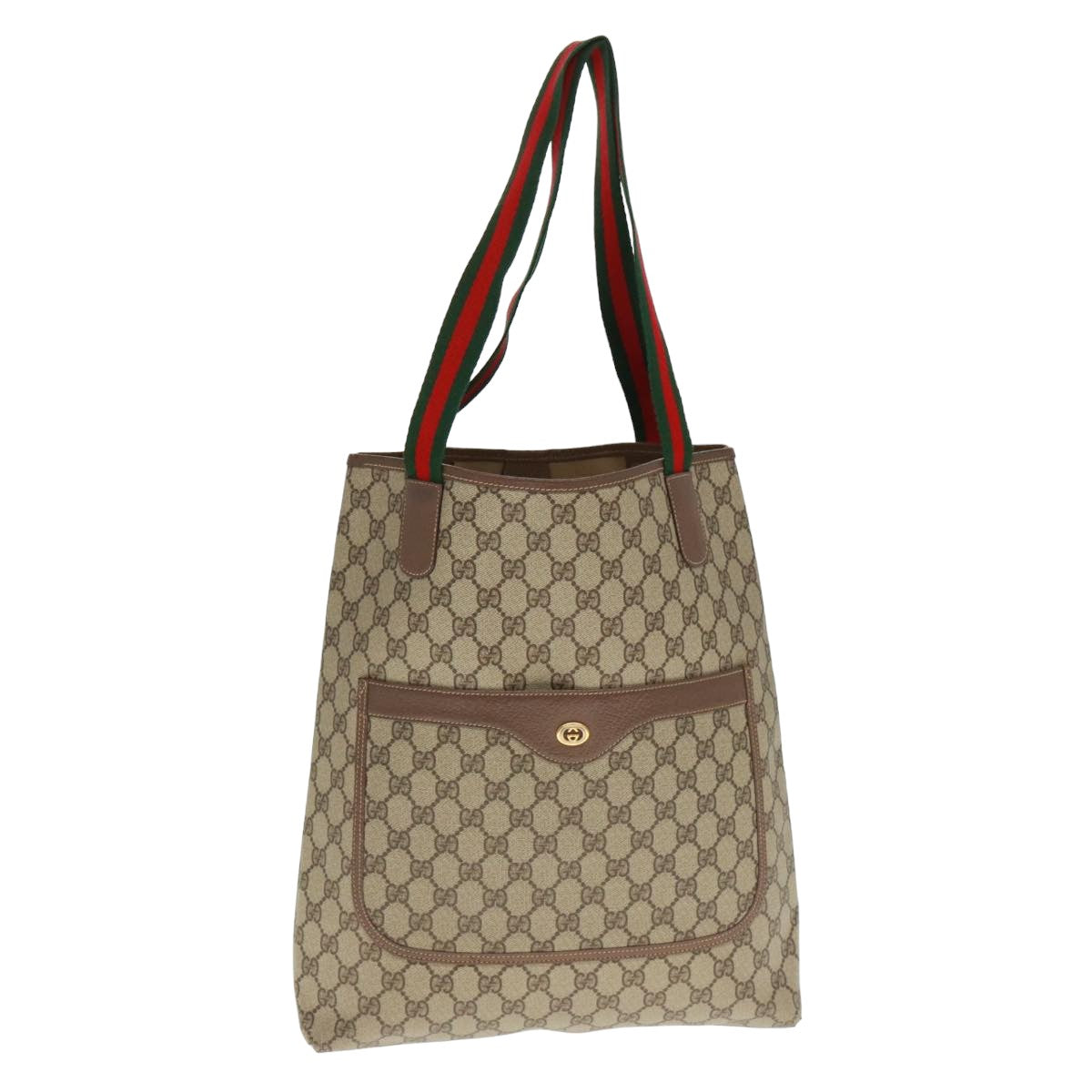 GUCCI GG Canvas Web Sherry Line Tote Bag Beige Red Green 002 58 6487 Auth th4960