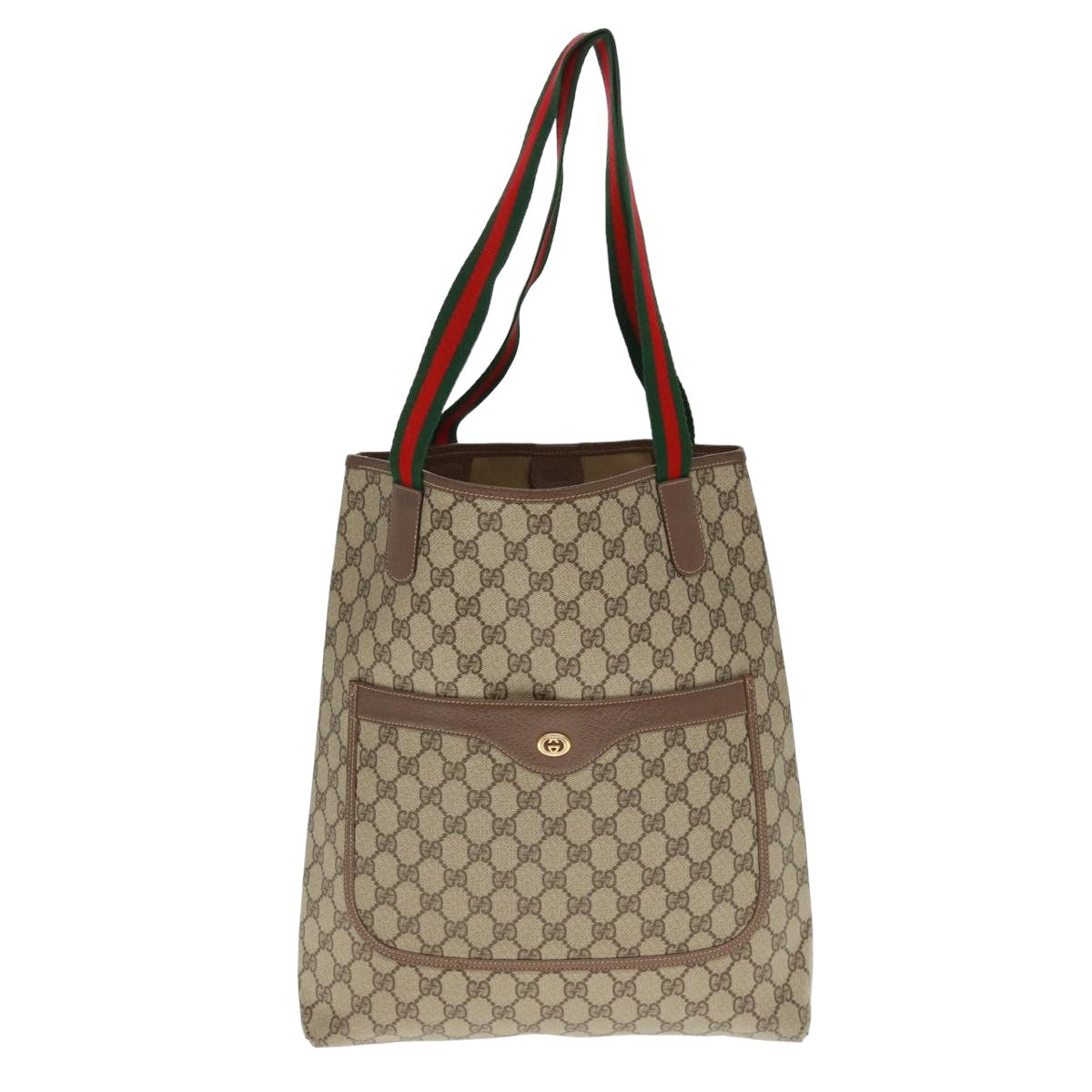 GUCCI GG Canvas Web Sherry Line Tote Bag Beige Red Green 002 58 6487 Auth th4960