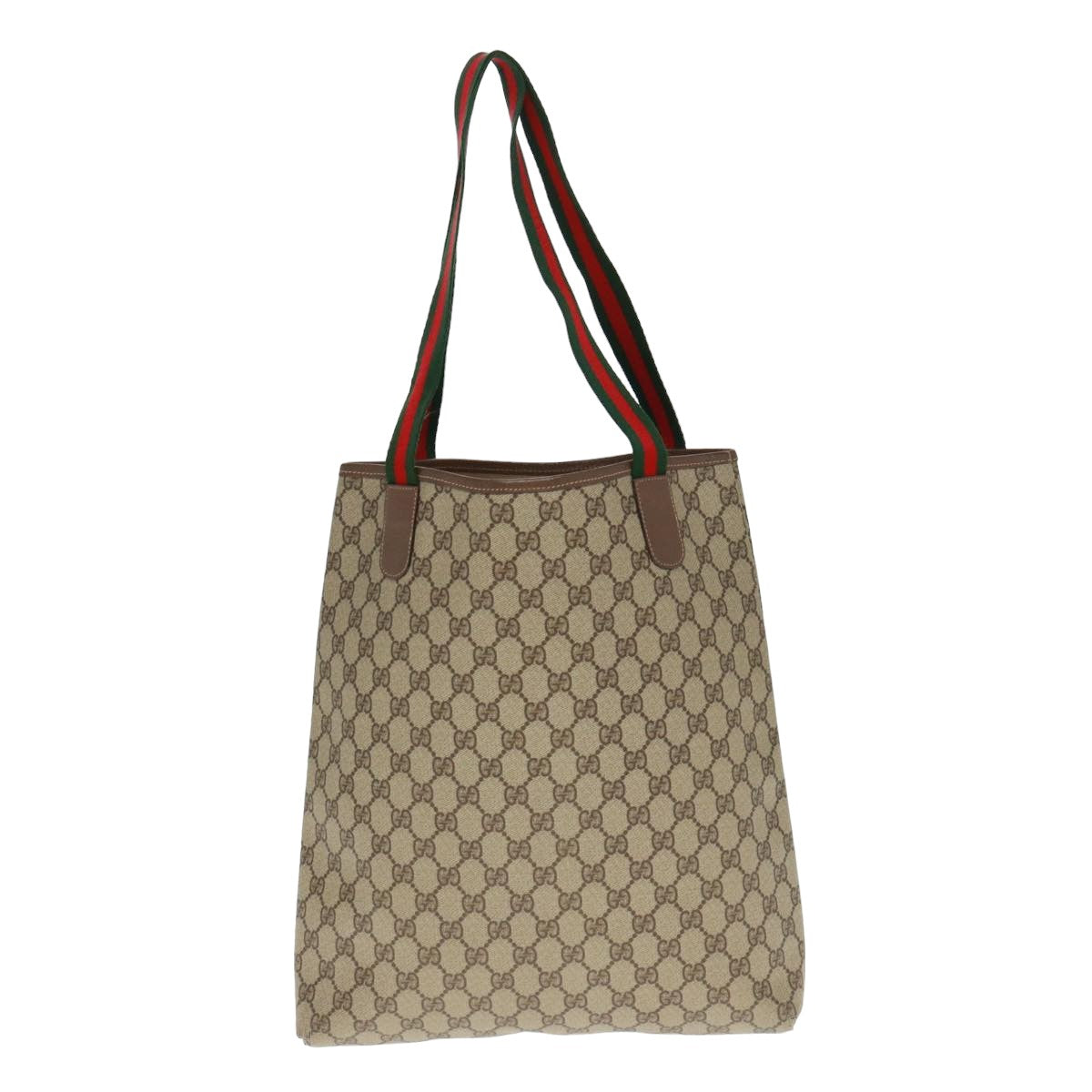 GUCCI GG Canvas Web Sherry Line Tote Bag Beige Red Green 002 58 6487 Auth th4960