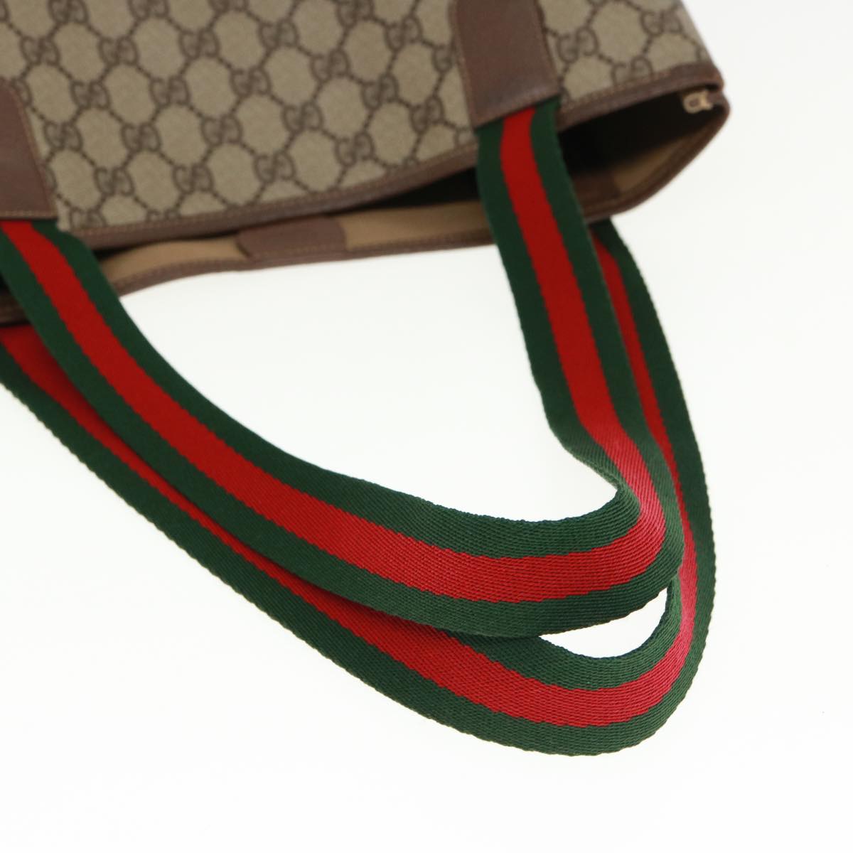 GUCCI GG Canvas Web Sherry Line Tote Bag Beige Red Green 002 58 6487 Auth th4960