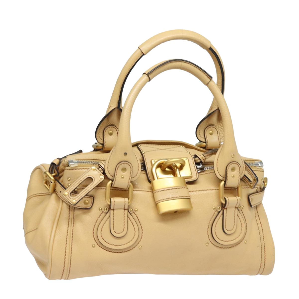 Chloe Paddington Hand Bag Leather Beige 02 13 51 65 5276 Auth th4974