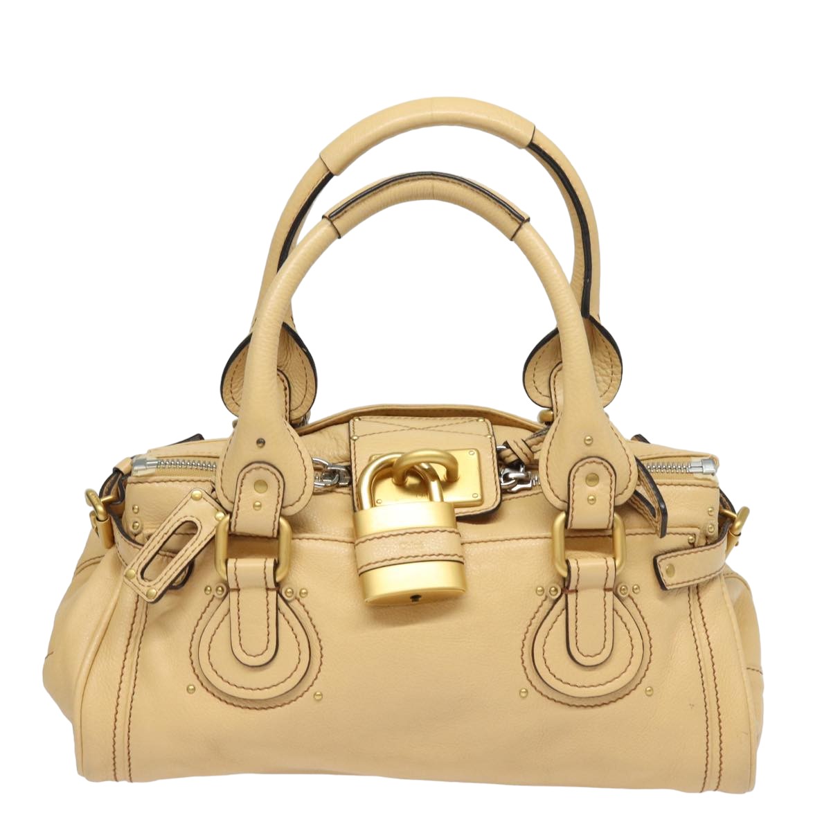 Chloe Paddington Hand Bag Leather Beige 02 13 51 65 5276 Auth th4974