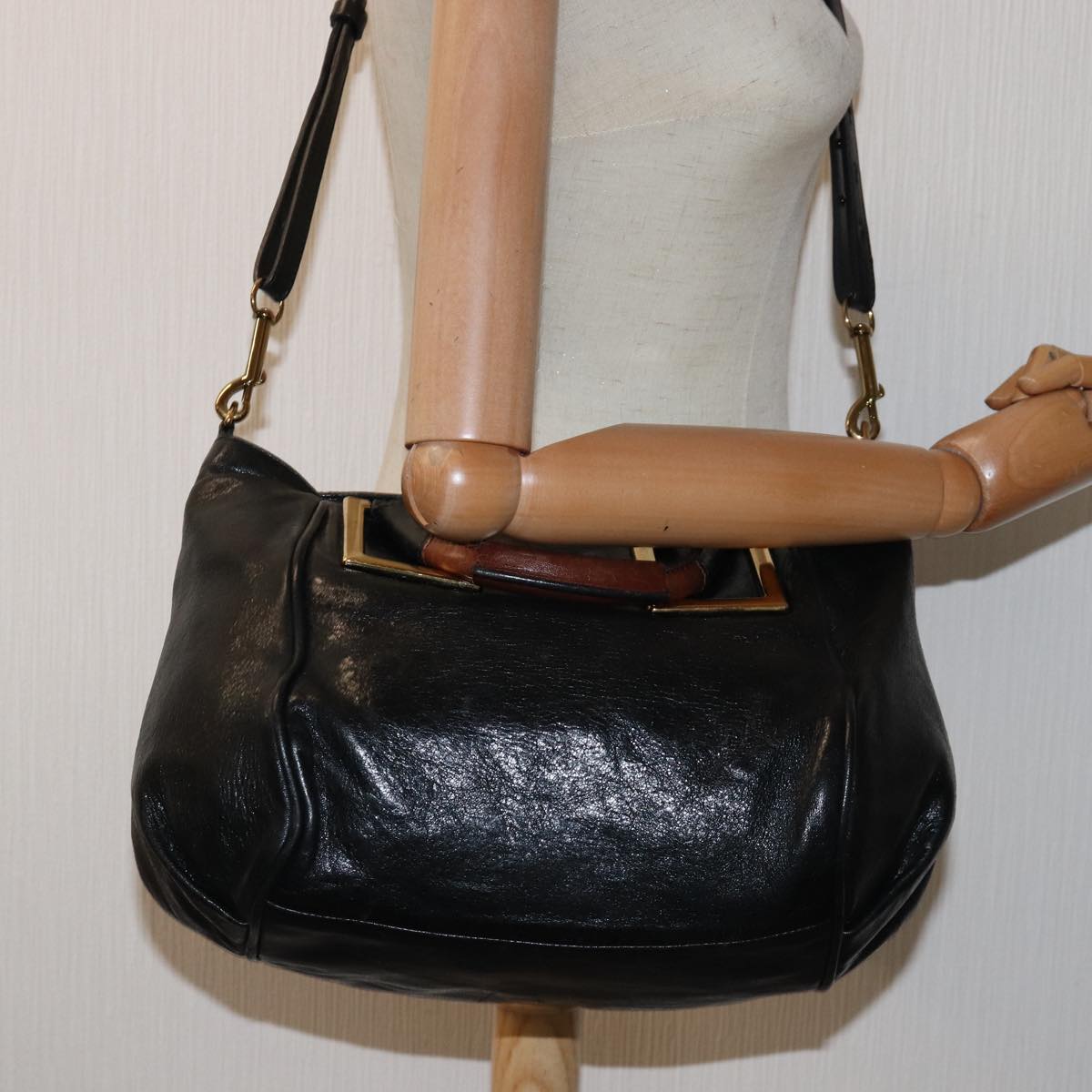 Chloe Etel Hand Bag Leather 2way Black 01 13 50 65 Auth th4975