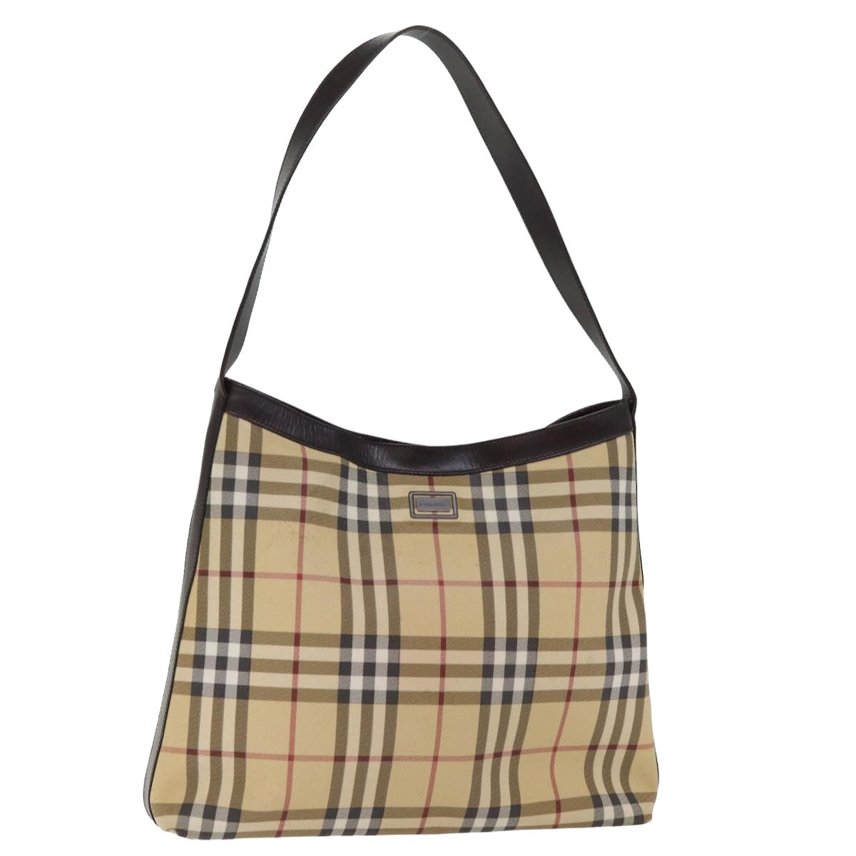 BURBERRY Nova Check Shoulder Bag Canvas Beige Auth th5019