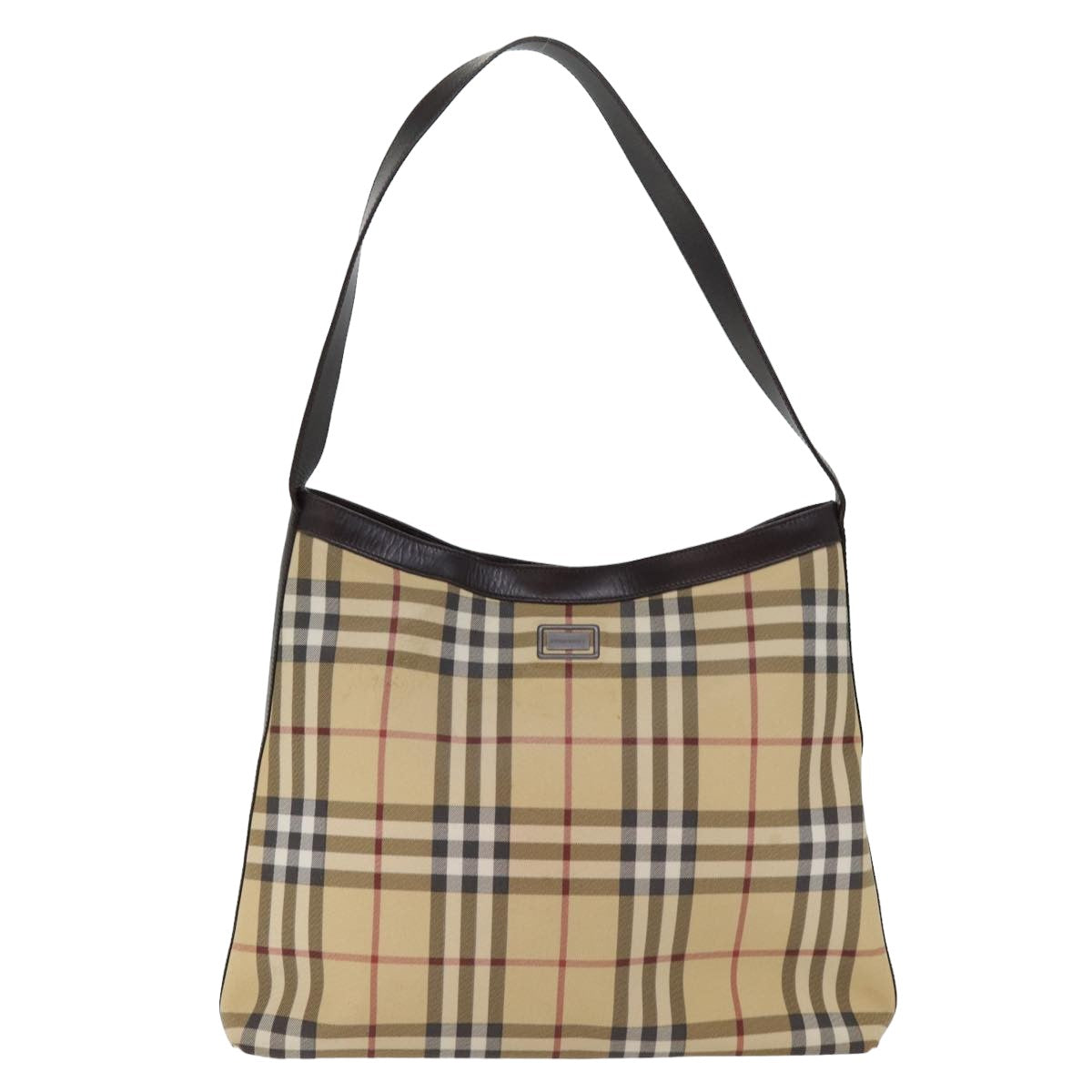 BURBERRY Nova Check Shoulder Bag Canvas Beige Auth th5019 - 0