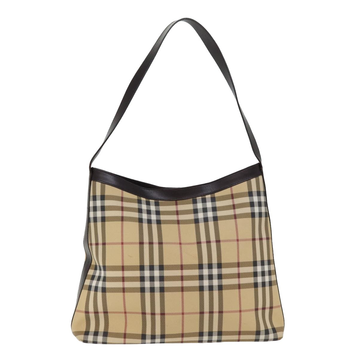 BURBERRY Nova Check Shoulder Bag Canvas Beige Auth th5019