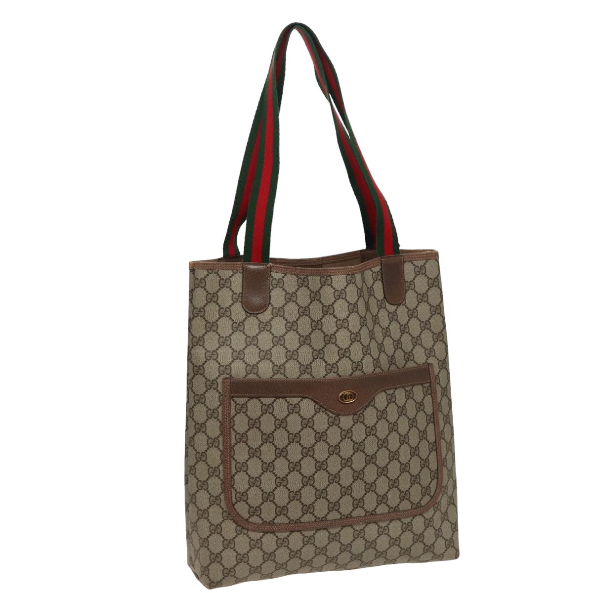 GUCCI GG Supreme Web Sherry Line Tote Bag PVC Beige Red 39 02 003 Auth th5029