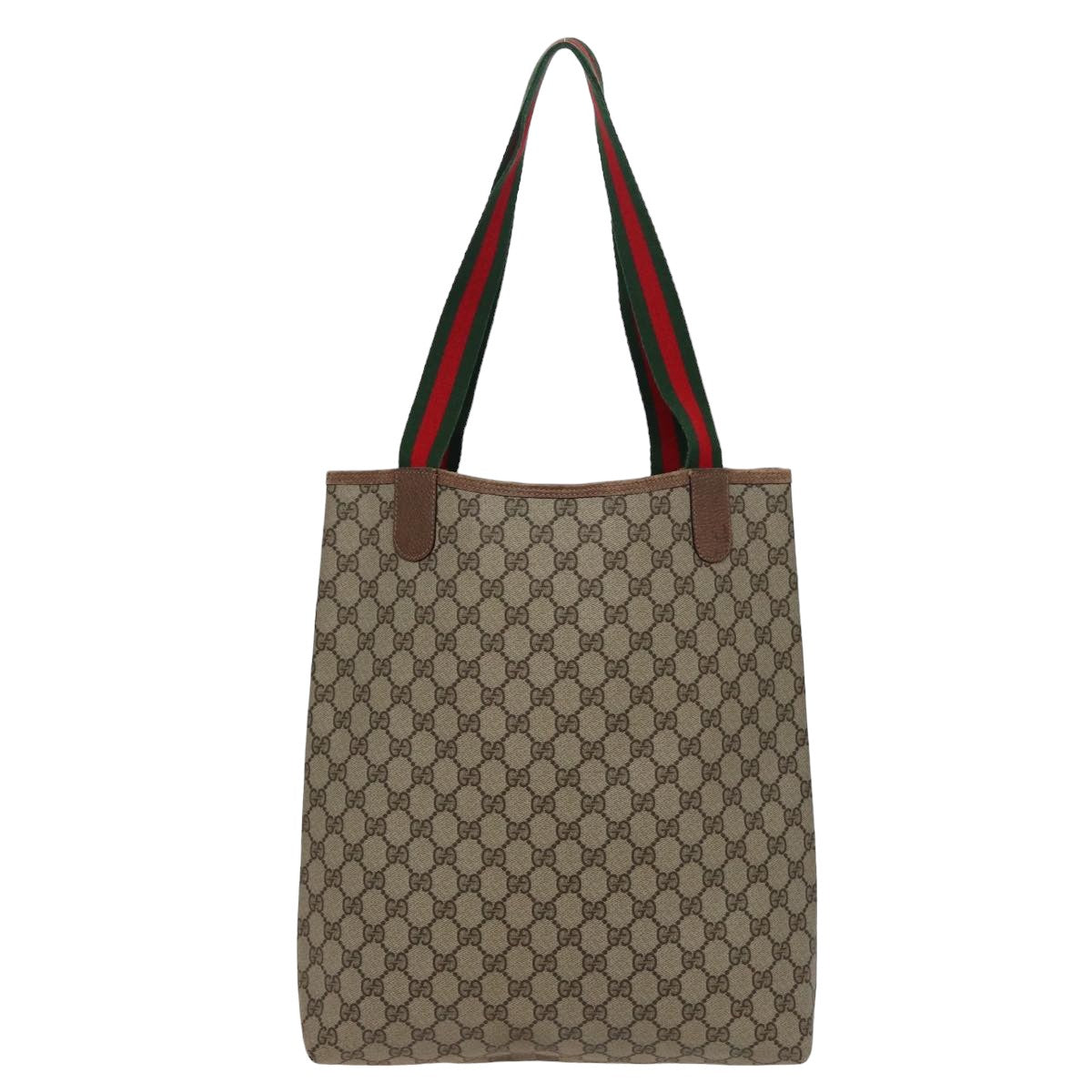 GUCCI GG Supreme Web Sherry Line Tote Bag PVC Beige Red 39 02 003 Auth th5029 - 0