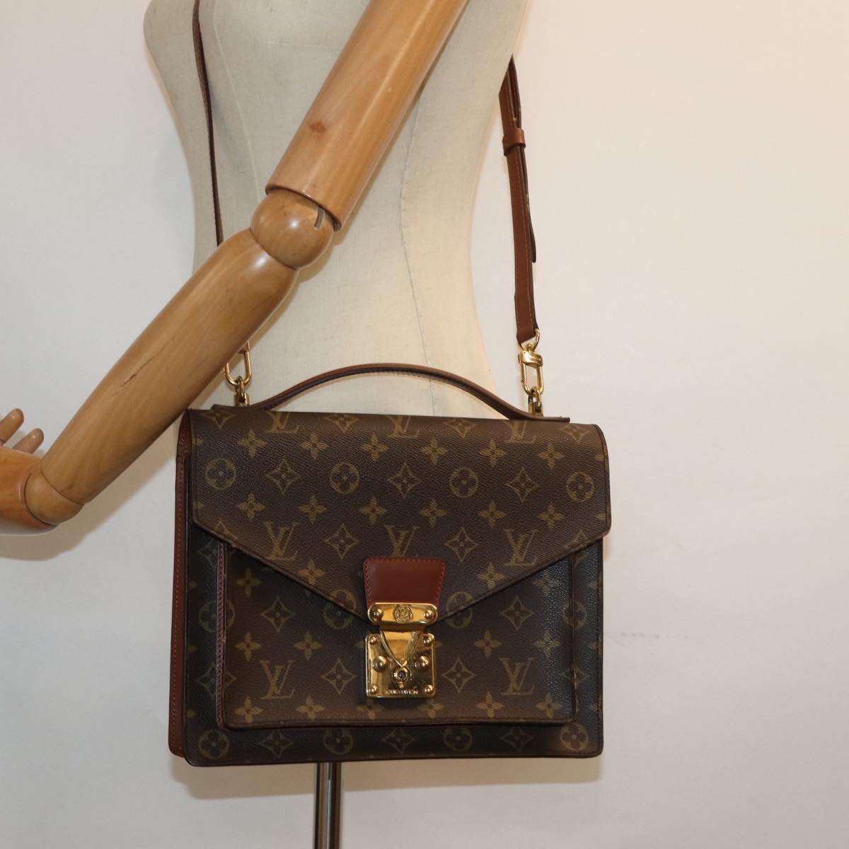 LOUIS VUITTON Monogram Monceau 28 Hand Bag 2way M51185 LV Auth th5046