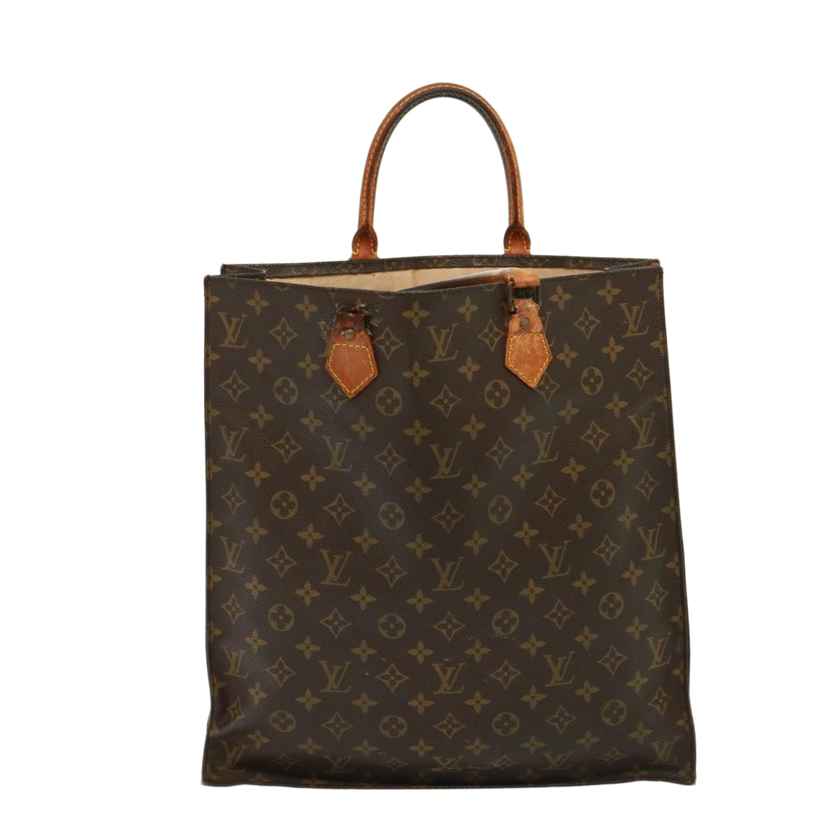 LOUIS VUITTON Monogram Sac Plat Hand Bag M51140 LV Auth th5069 - 0