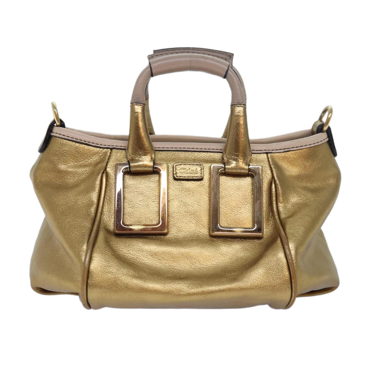 Chloe Etel Shoulder Bag Leather 2way Gold Auth th5077 - 0