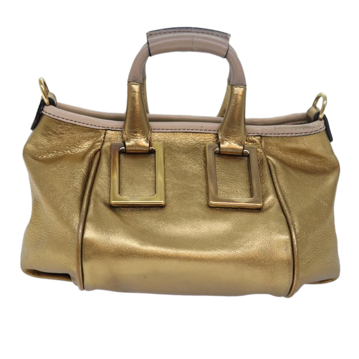 Chloe Etel Shoulder Bag Leather 2way Gold Auth th5077