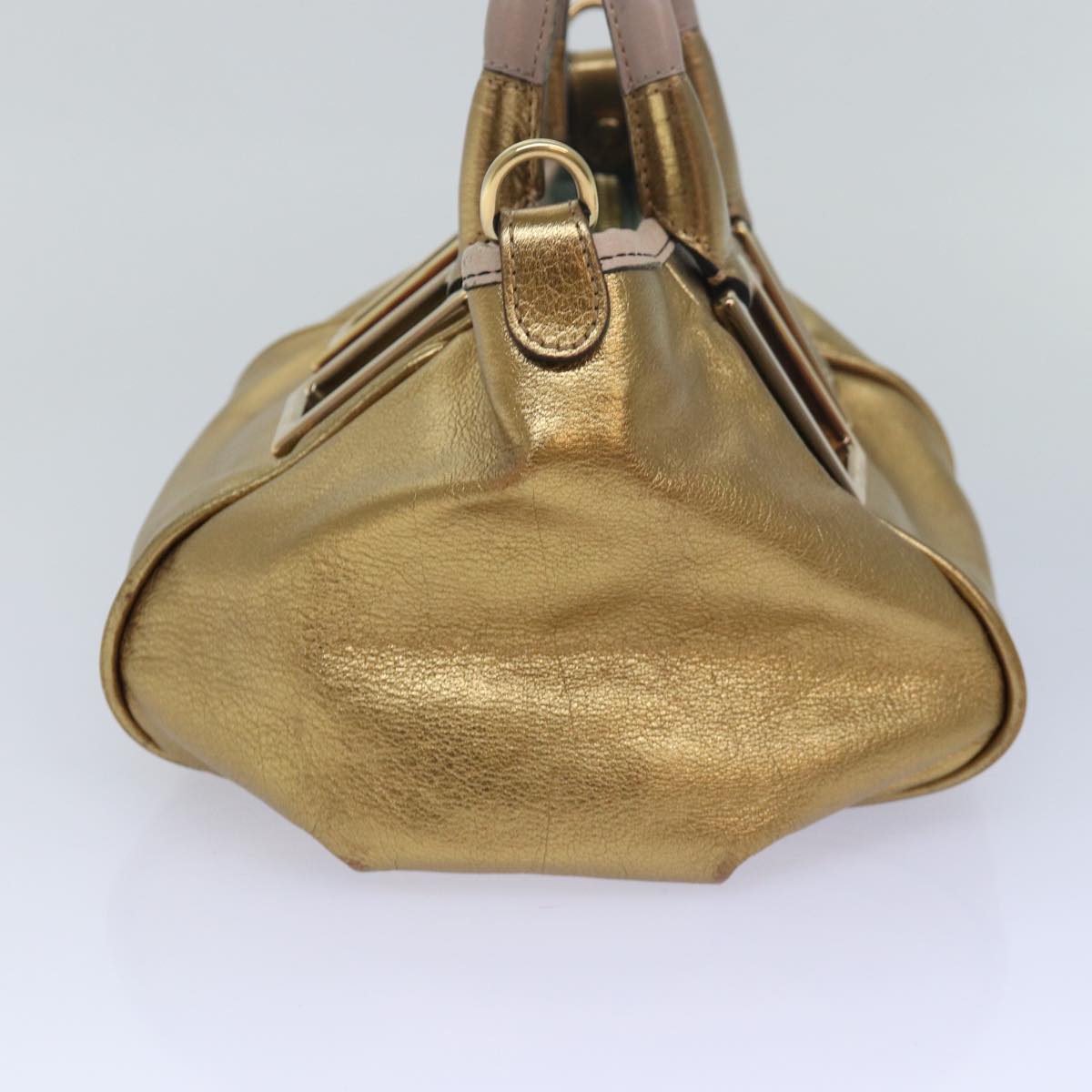 Chloe Etel Shoulder Bag Leather 2way Gold Auth th5077