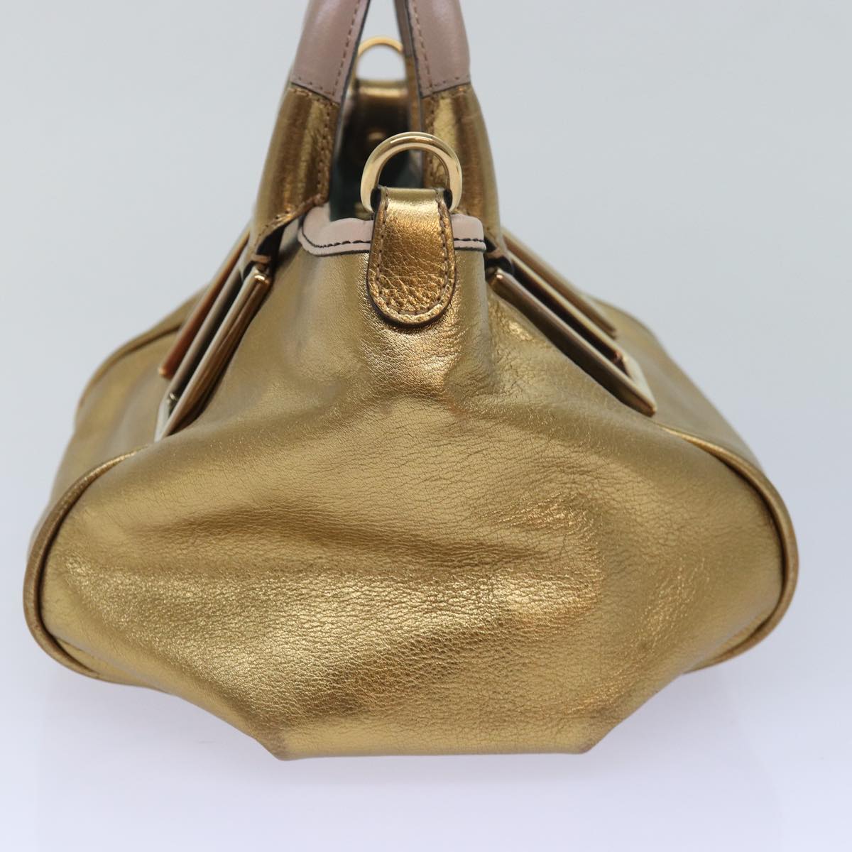 Chloe Etel Shoulder Bag Leather 2way Gold Auth th5077