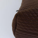 BALLY Chain Quilted Tote Bag Leather Brown Auth th5078-9