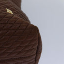 BALLY Chain Quilted Tote Bag Leather Brown Auth th5078-14