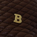BALLY Chain Quilted Tote Bag Leather Brown Auth th5078-10