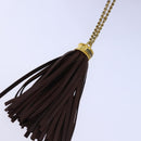 BALLY Chain Quilted Tote Bag Leather Brown Auth th5078-11