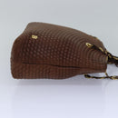 BALLY Chain Quilted Tote Bag Leather Brown Auth th5078-4