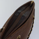 BALLY Chain Quilted Tote Bag Leather Brown Auth th5078-6