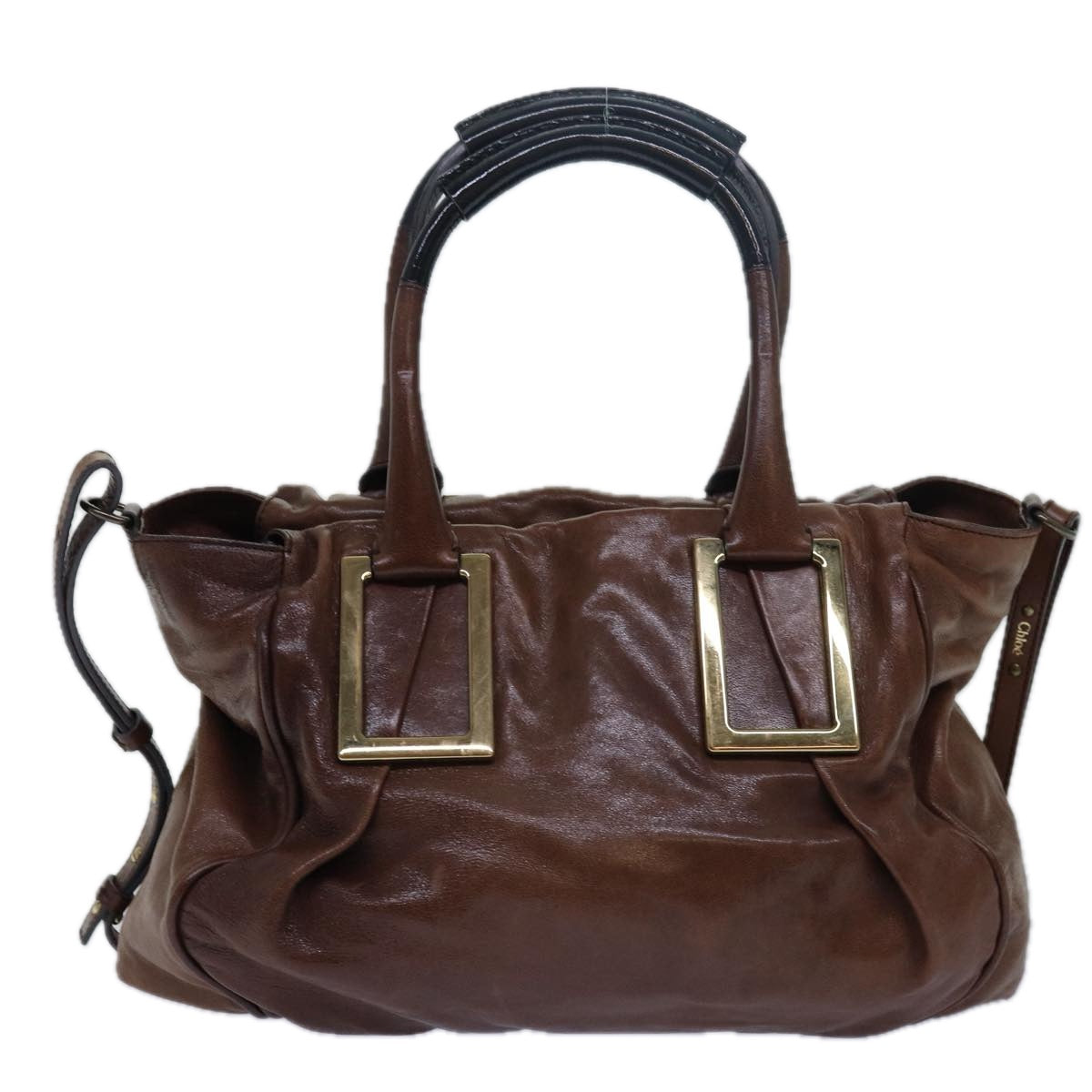 Chloe Etel Hand Bag Leather 2way Brown Auth th5098