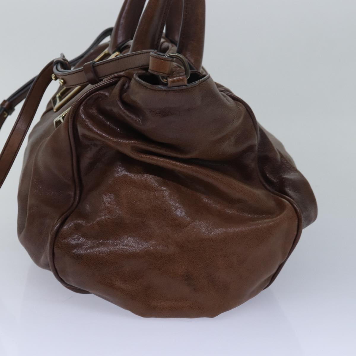 Chloe Etel Hand Bag Leather 2way Brown Auth th5098