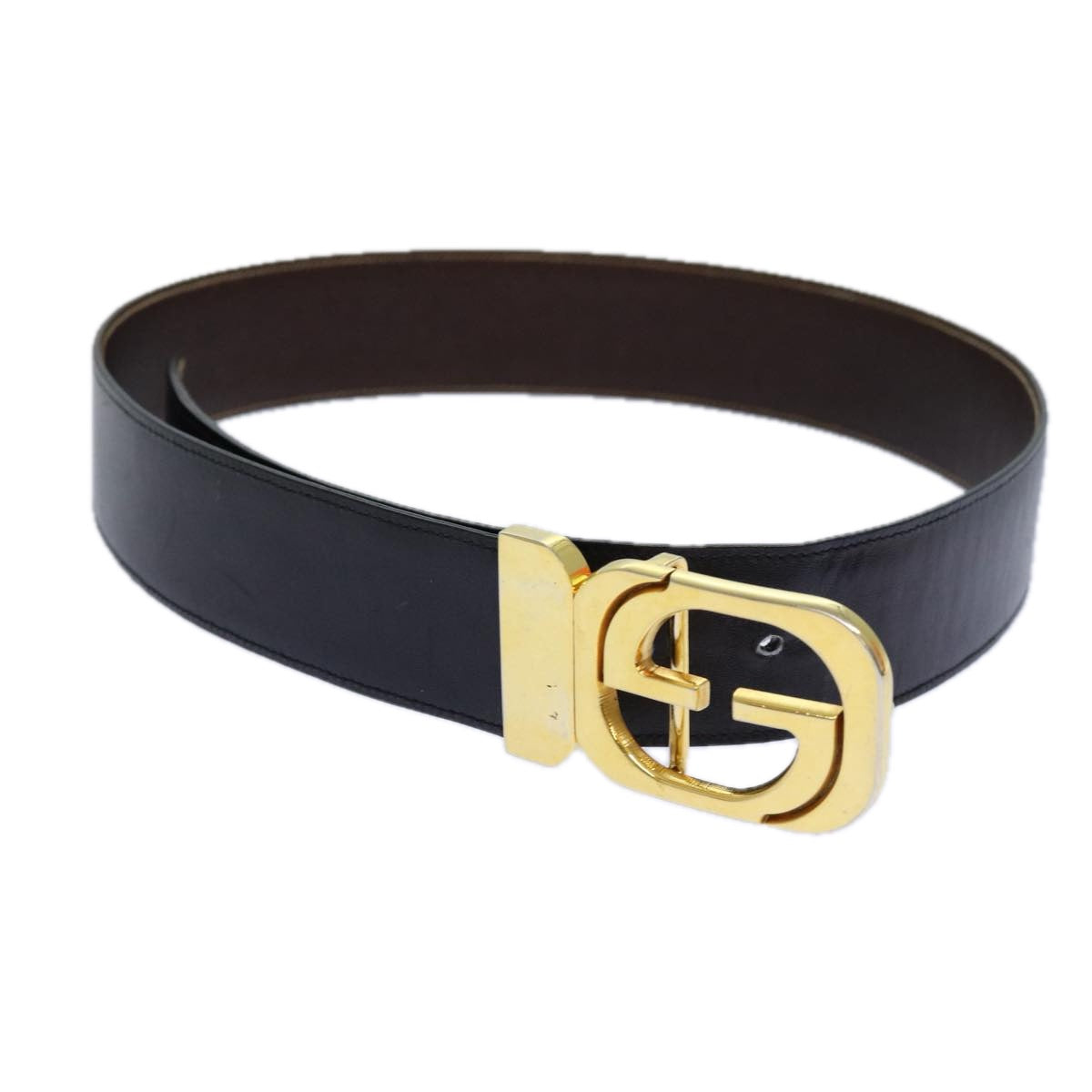 GUCCI Belt Leather 37"" Black Auth th5131 - 0