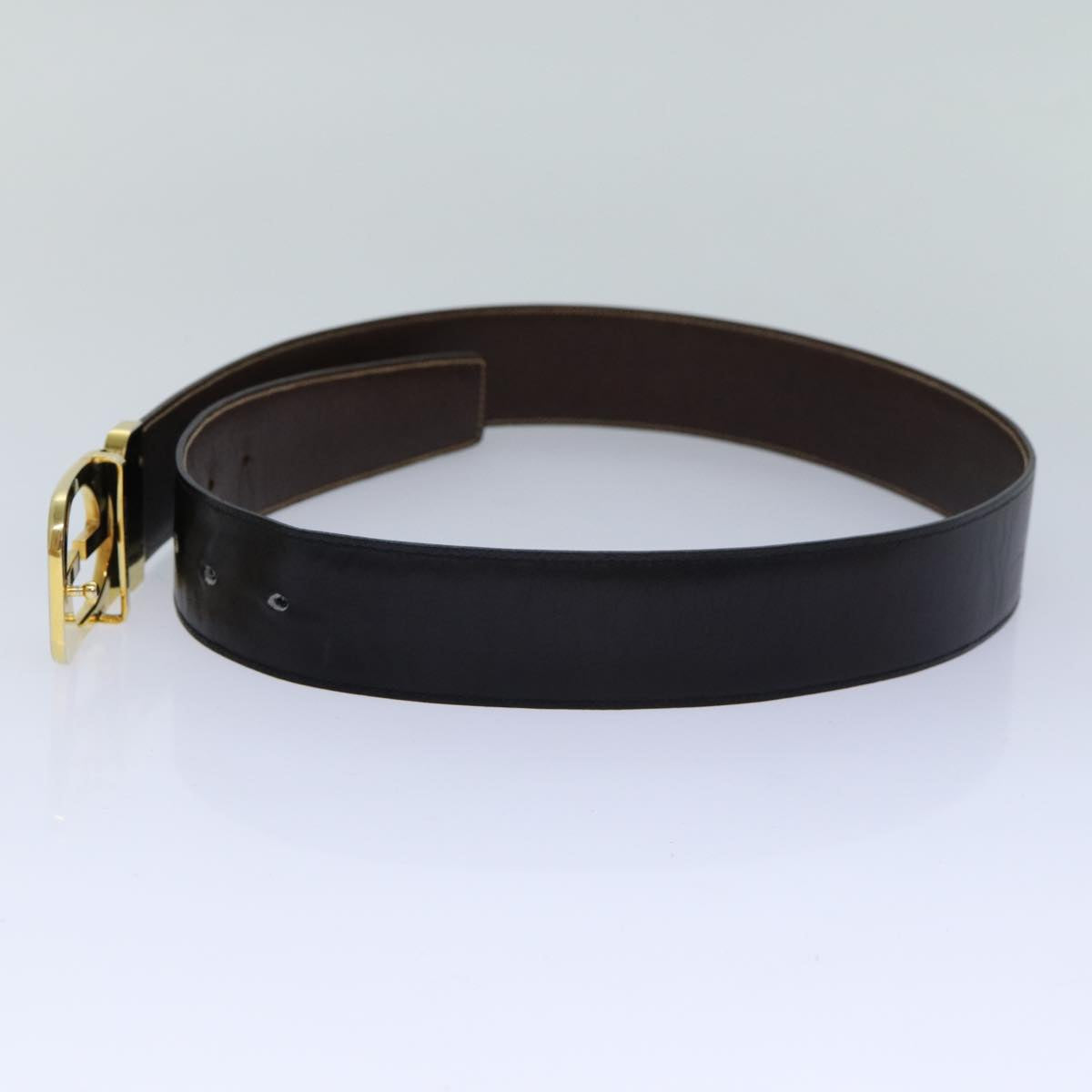 GUCCI Belt Leather 37"" Black Auth th5131