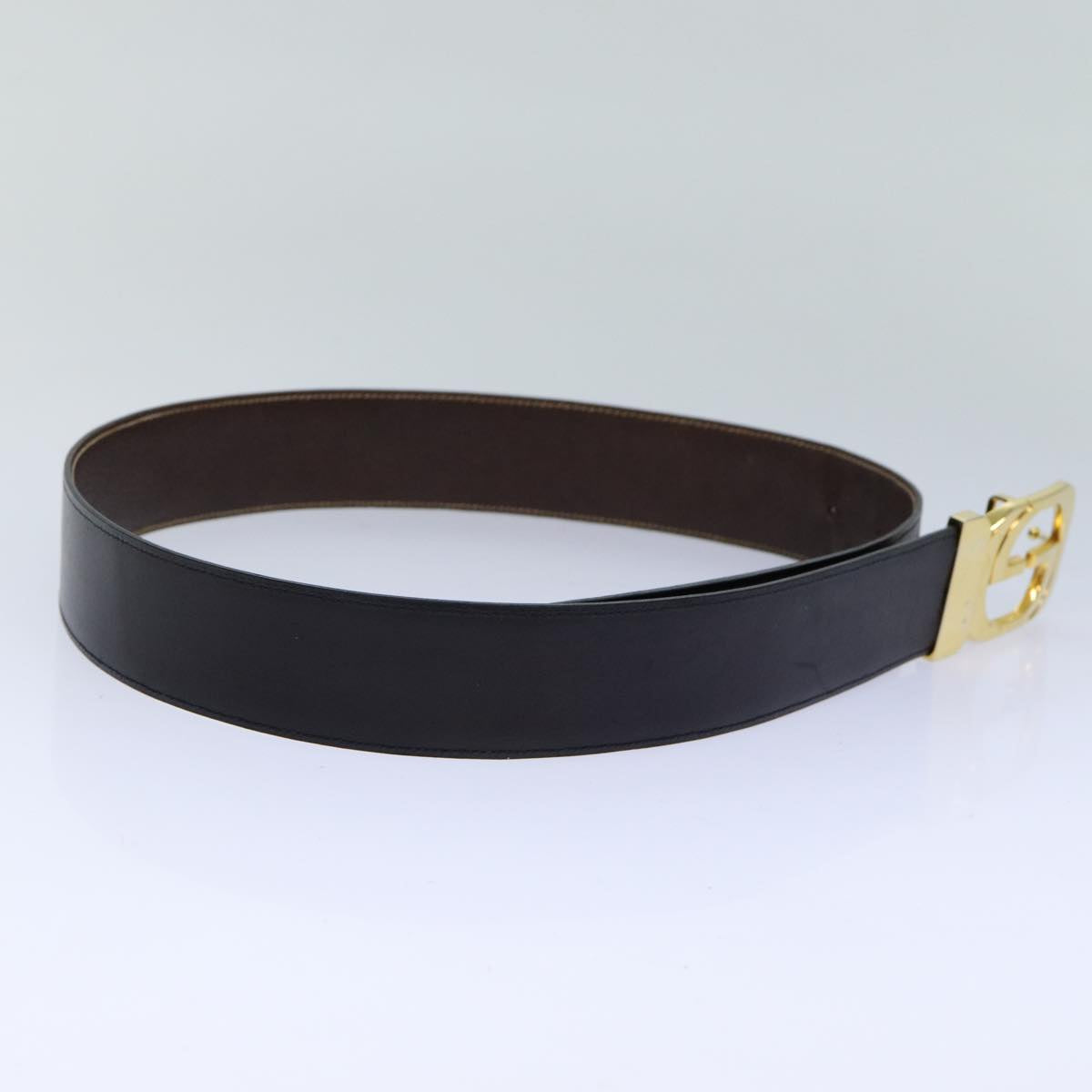 GUCCI Belt Leather 37"" Black Auth th5131