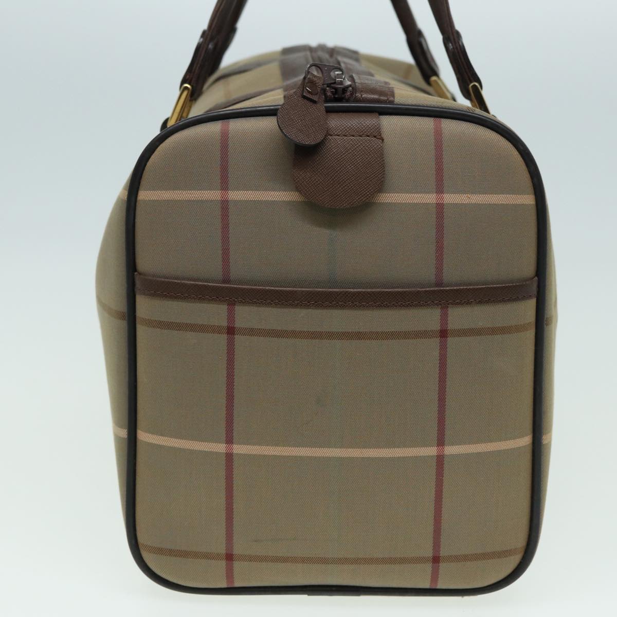 Burberrys Nova Check Boston Bag Canvas Brown Auth th5134