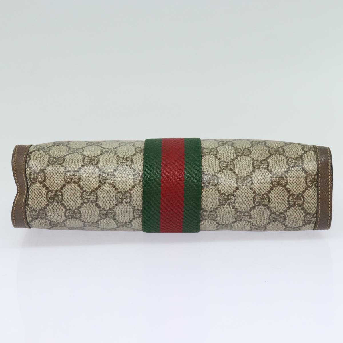 GUCCI GG Supreme Web Sherry Line Clutch Bag PVC Beige 89 01 002 Auth th5138