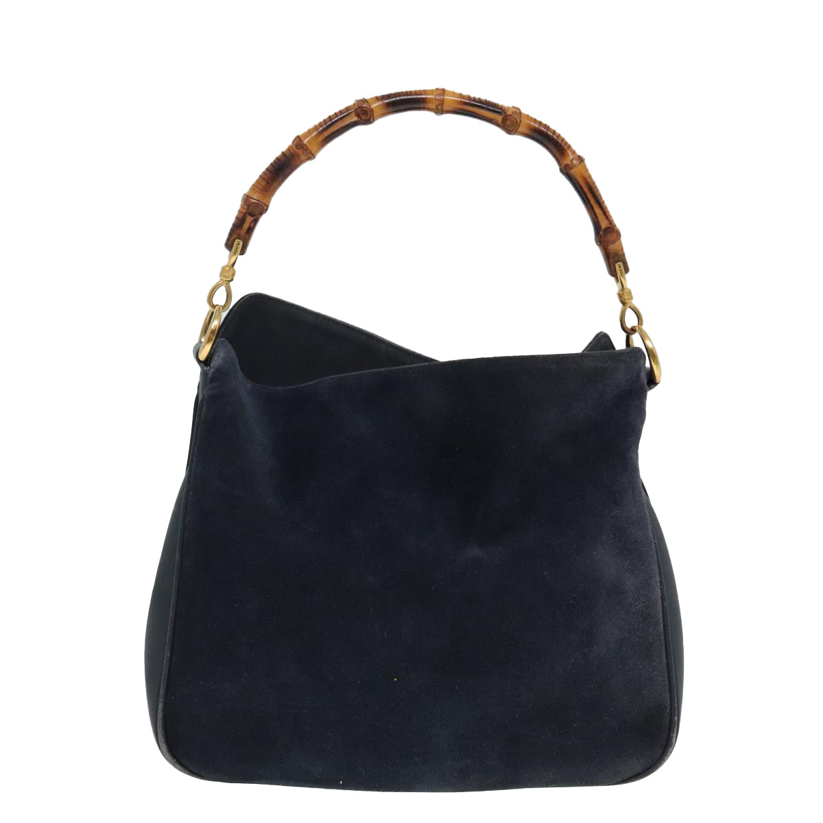 GUCCI Bamboo Shoulder Bag Suede 2way Navy 001 1014 1638 0 Auth th5147 - 0