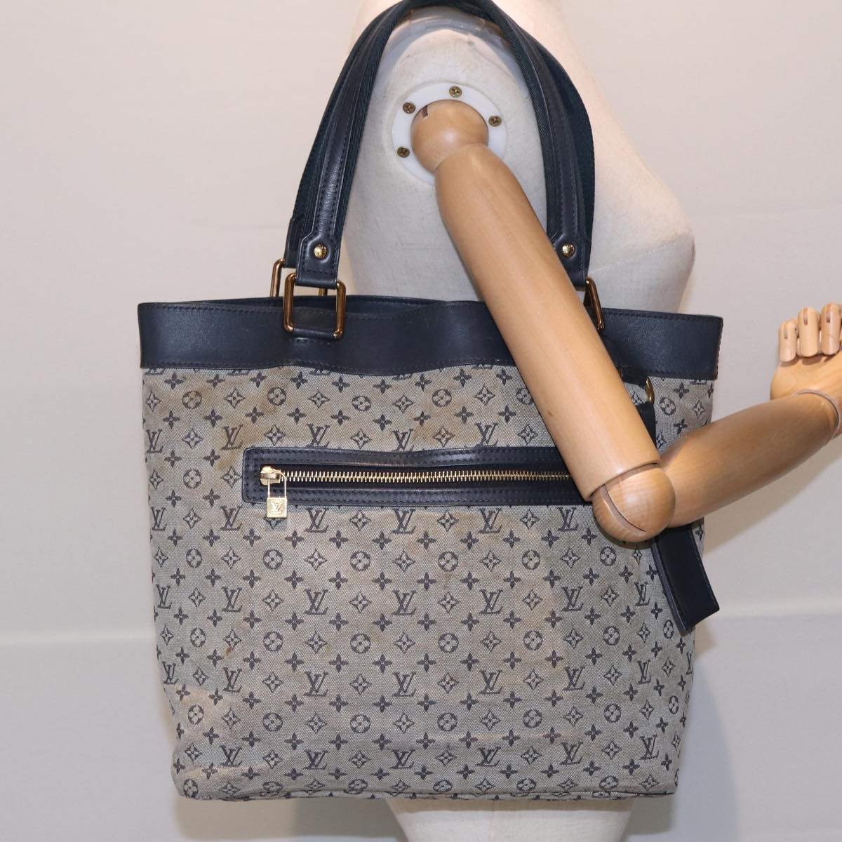 LOUIS VUITTON Monogram Mini Lucille GM Tote Bag Blue M92675 LV Auth th5151