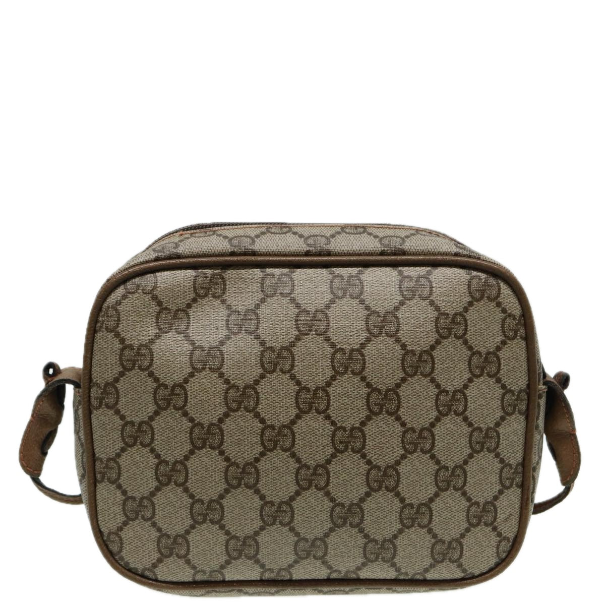 GUCCI GG Canvas Shoulder Bag PVC Leather Beige Auth th5161