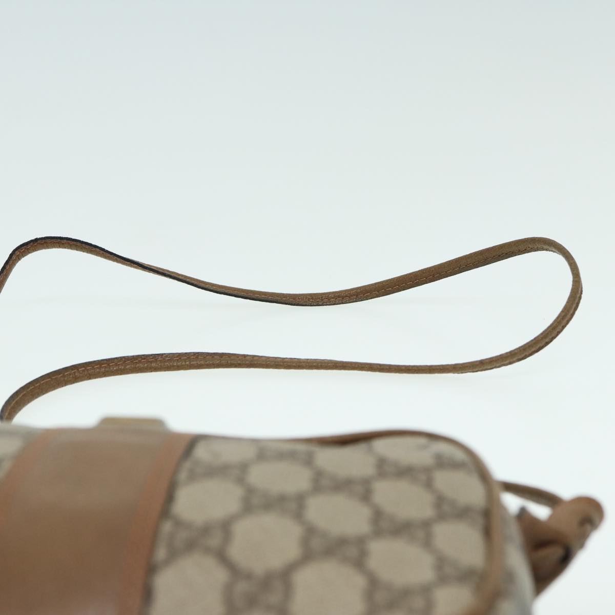 GUCCI GG Canvas Shoulder Bag PVC Leather Beige Auth th5161