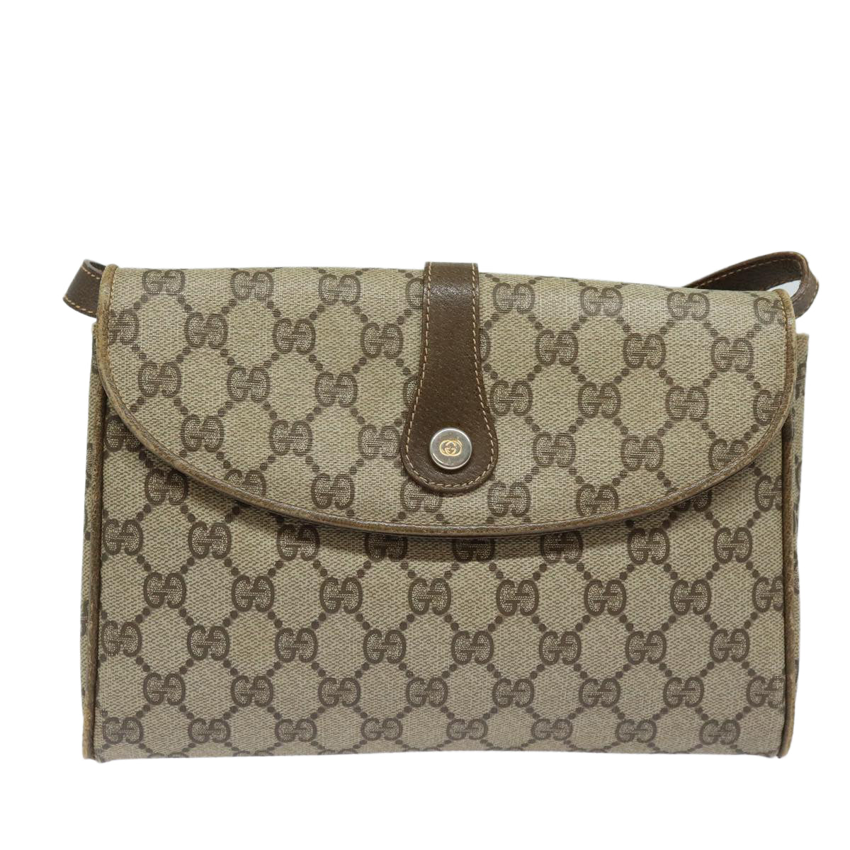 GUCCI GG Supreme Shoulder Bag PVC Beige Auth th5163