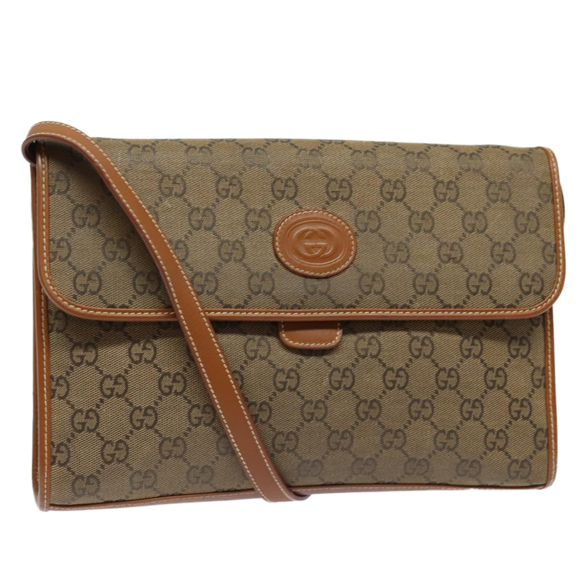 GUCCI GG Canvas Shoulder Bag Brown 004 101 0222 Auth th5165