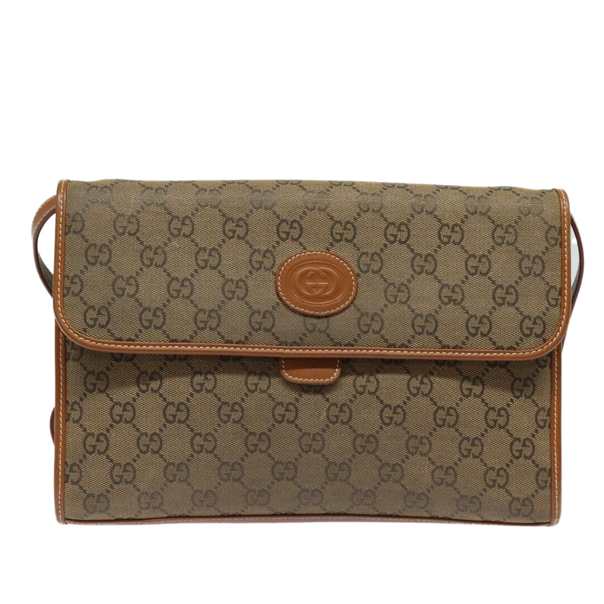 GUCCI GG Canvas Shoulder Bag Brown 004 101 0222 Auth th5165 - 0