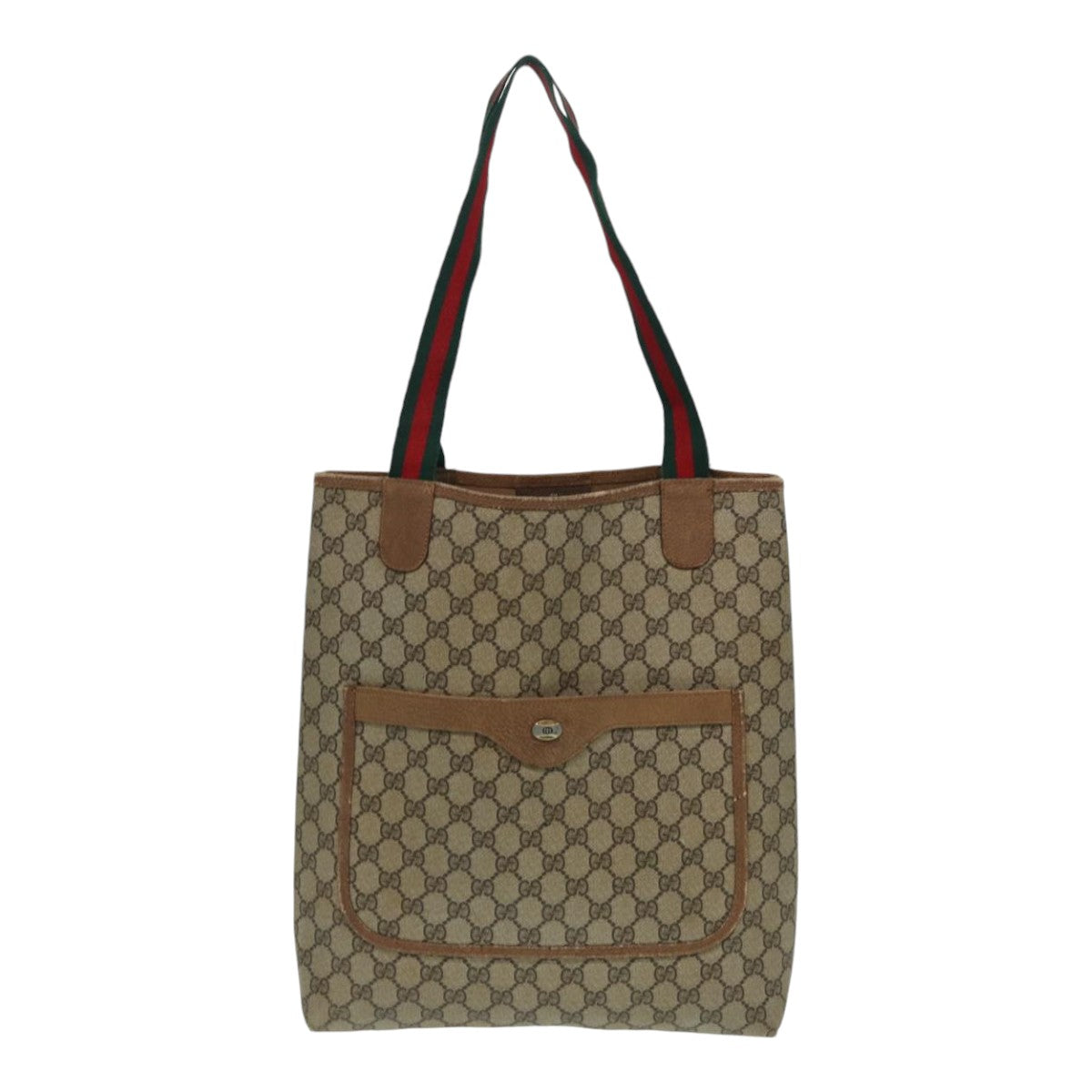 GUCCI GG Supreme Web Sherry Line Tote Bag PVC Beige Red 39 02 003 Auth th5169