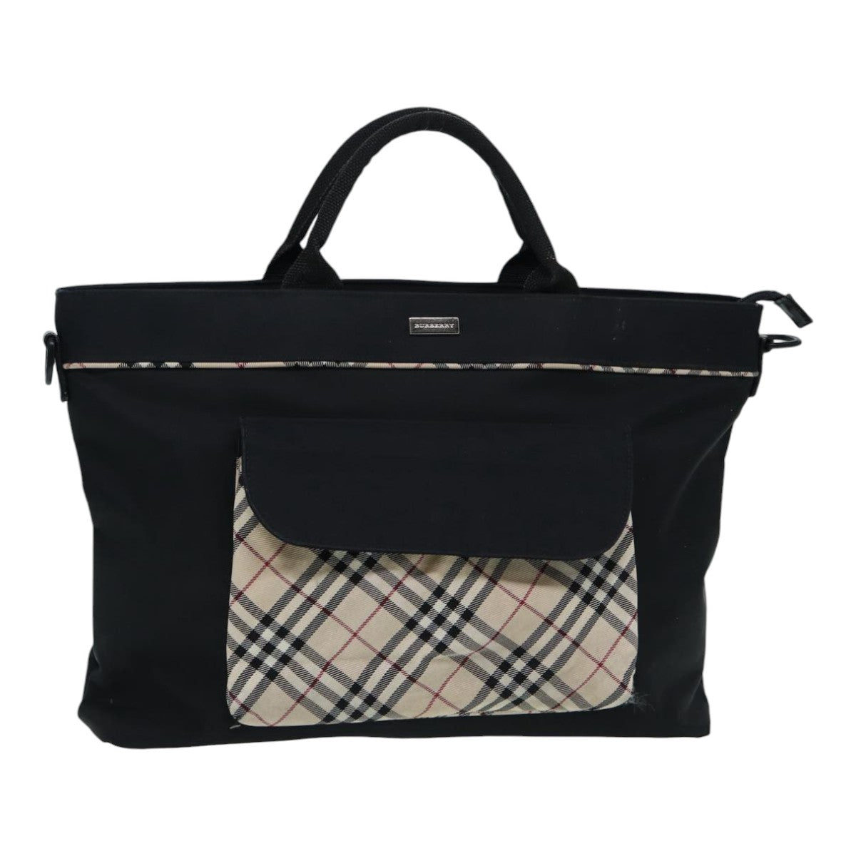 BURBERRY Nova Check Tote Bag Nylon Beige Black Auth th5170