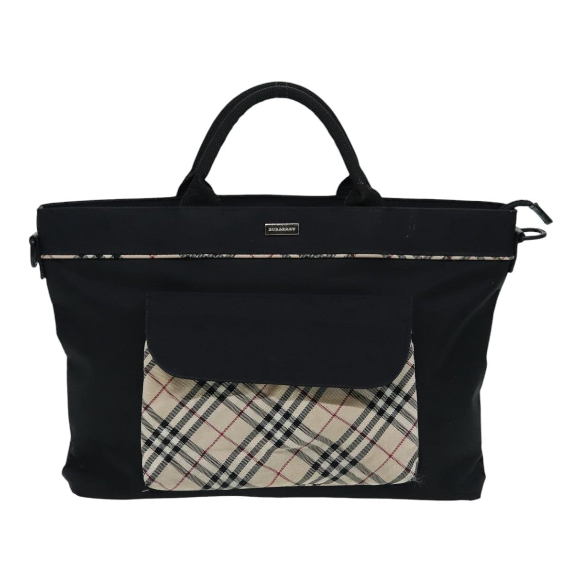 BURBERRY Nova Check Tote Bag Nylon Beige Black Auth th5170